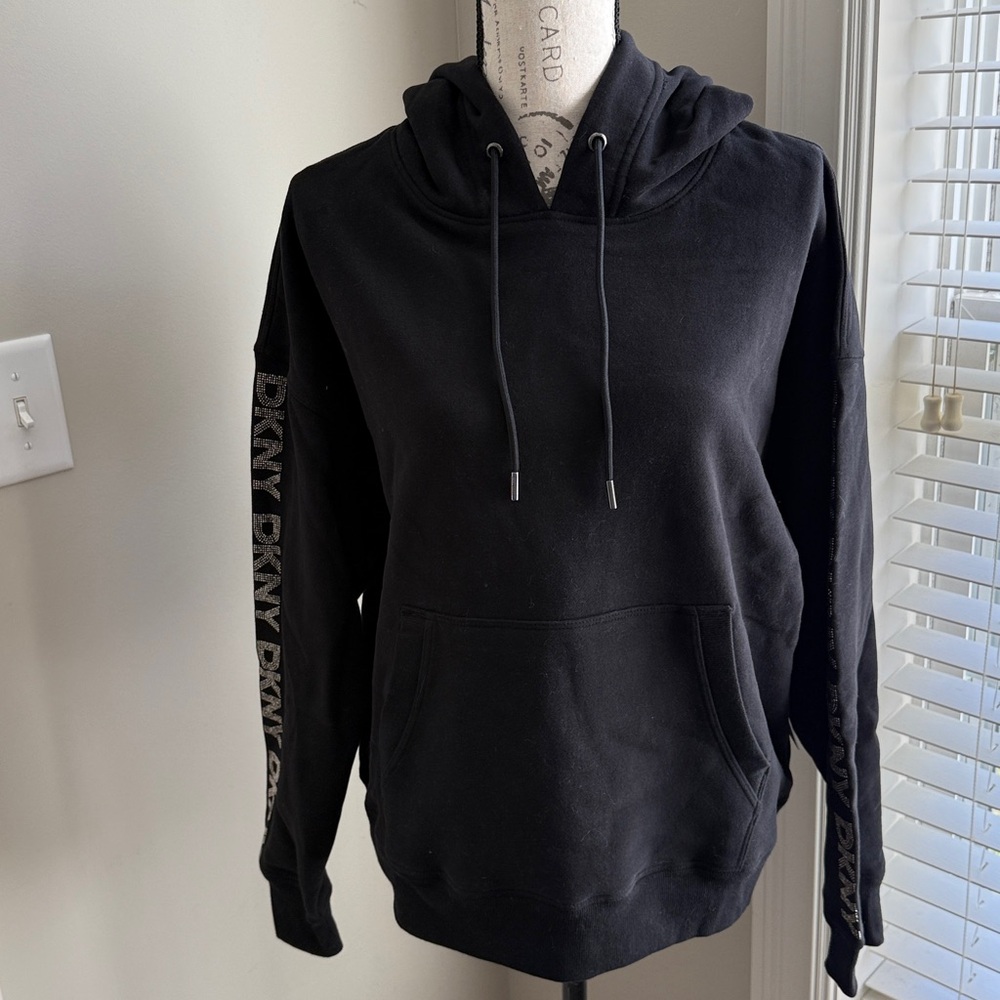DKNY Black Hoodie with Logo on Sleeve large NWT